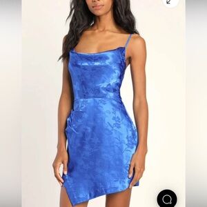 Lulu's Royal Blue Floral Dress